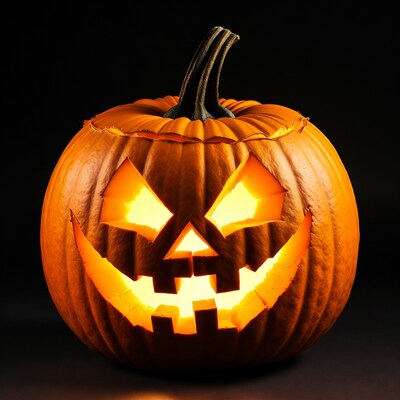Lit Jack-o-Lantern Pumpkin