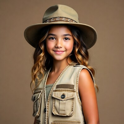 Girl in safari hat and vest