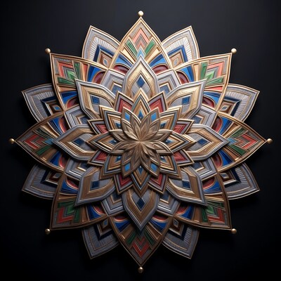 Colorful Mandala on Black Background