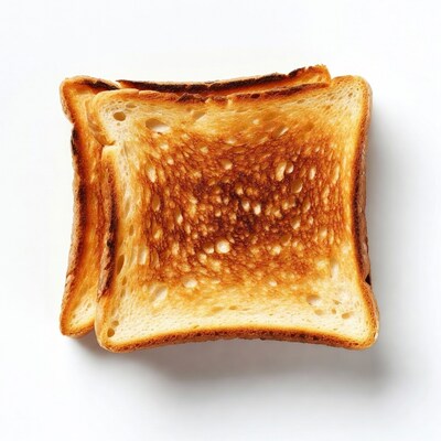 Stack of golden toasted bread slices