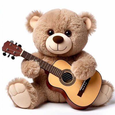 Teddy bear playing ukulele