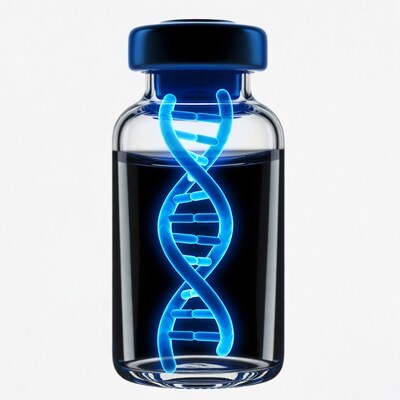 Vaccine Vial with DNA Helix