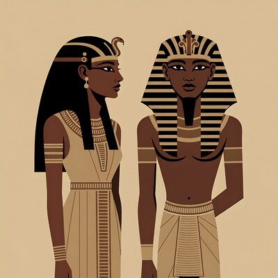 Egyptian Pharaoh and Queen Illustration