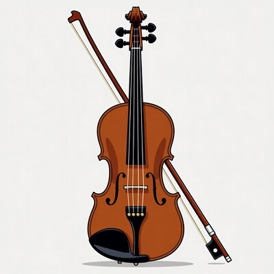 Violin with Bow Illustration