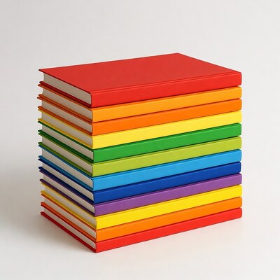 Stack of Rainbow Colored Books