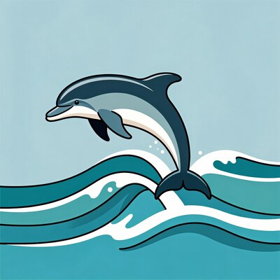 Dolphin jumping from ocean waves