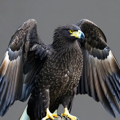 Black eagle spreading wings