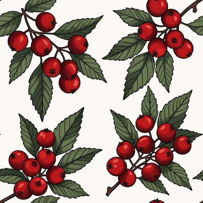 Red Mountain Ash Berries Illustration