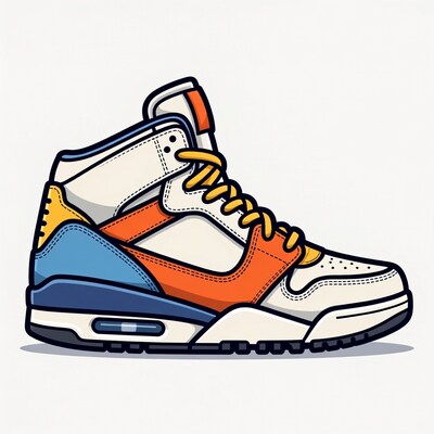Colorful High-Top Sneaker Illustration