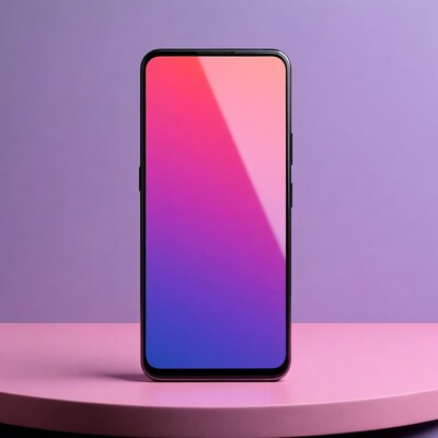 Smartphone on pink gradient background