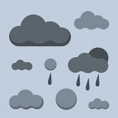 Flat clouds rain moon illustration