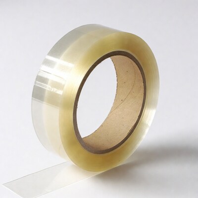 Clear Tape Roll on White Background