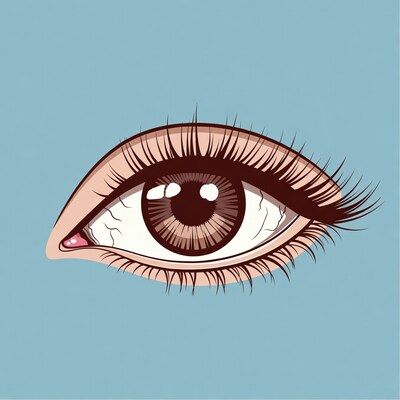 Illustrated Brown Eye with Lashes