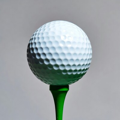 Golf ball on green tee