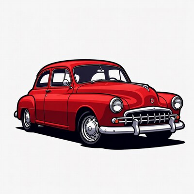 Red Vintage Car Illustration