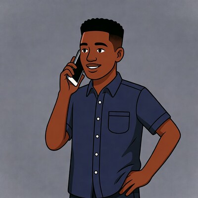 African-American man talking on phone