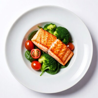 Grilled Salmon with Broccoli and Tomatoes