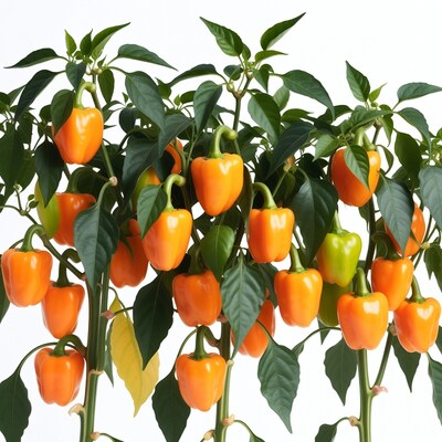 Orange Peppers on Green Plant