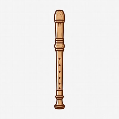 Wooden recorder musical instrument illustration