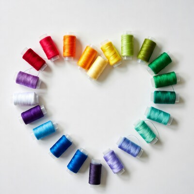 Colorful Thread Spools in Heart Shape