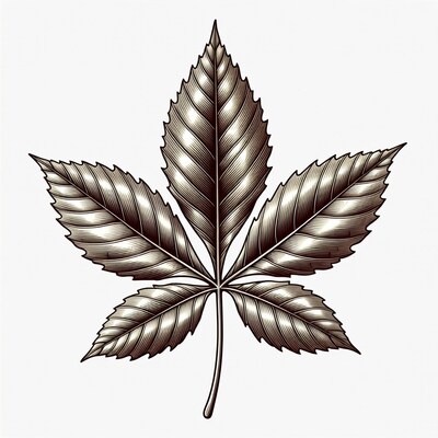 Engraved Maple Leaf Illustration