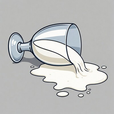 Spilled milk from wine glass illustration