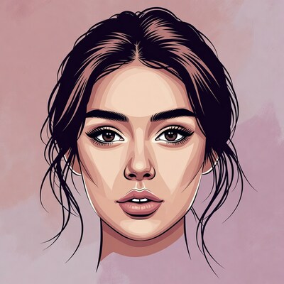 Beautiful woman with dark hair illustration