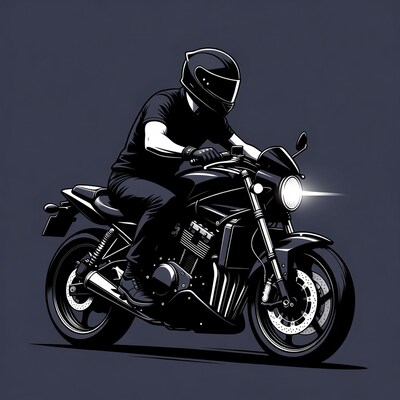 Man riding motorcycle illustration