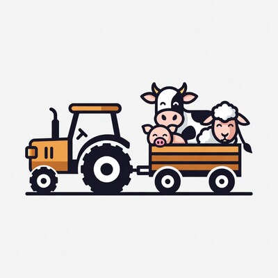 Tractor with farm animals