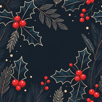 Christmas Holly Berries Illustration