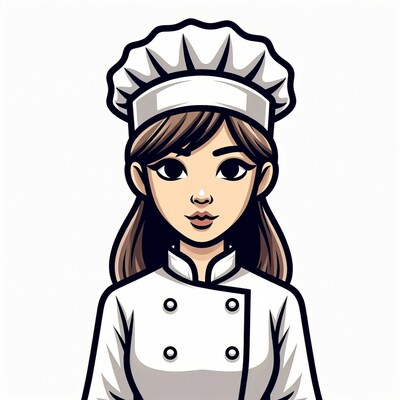 Asian woman chef illustration