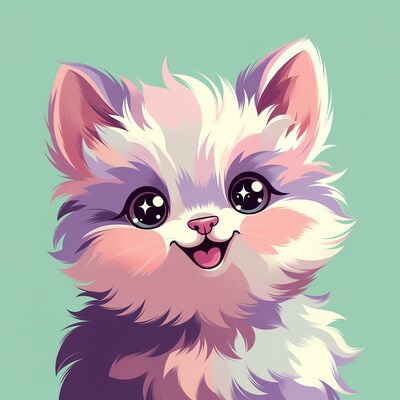 Cute fluffy kitten smiling