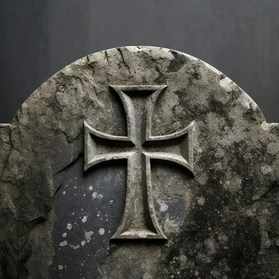 Stone Cross on Grave Tombstone