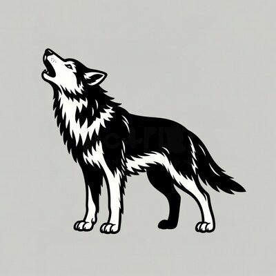 Howling Wolf Silhouette Illustration