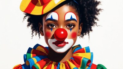 Black girl in clown makeup