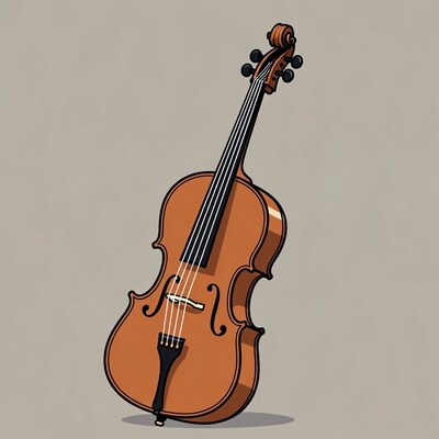Illustrated Violin on Gray Background