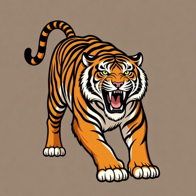 Roaring tiger illustration