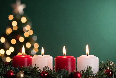 Four Advent Candles in Christmas Wreath