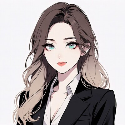 Anime girl in black suit
