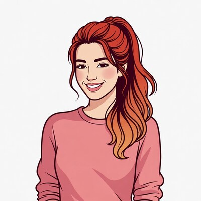 Smiling woman with red ponytail