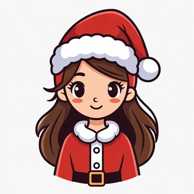Cute girl in Santa costume illustration
