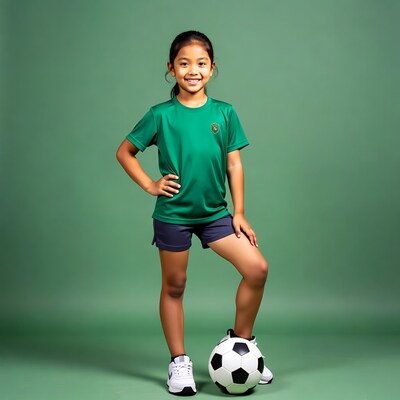 Asian girl with soccer ball