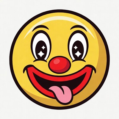 Cartoon Clown Emoji Sticking Tongue Out