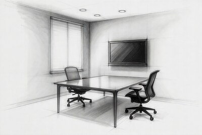 Modern office meeting room sketch