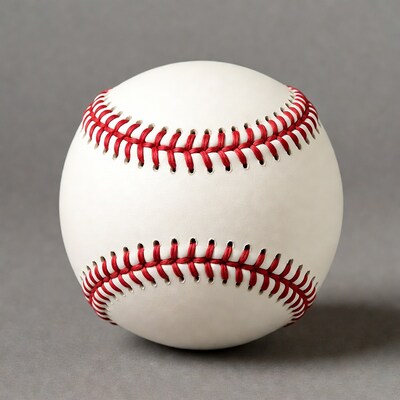 White baseball with red stitches