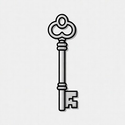 Vintage ornate key illustration
