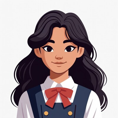 Asian girl in school uniform illustration