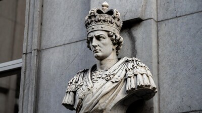 Stone bust of crowned king