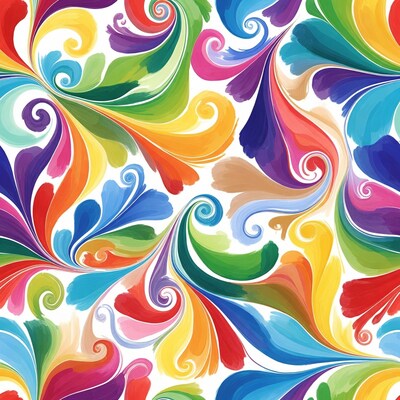 Colorful Swirling Floral Pattern Illustration