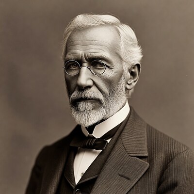Elderly man in suit with glasses